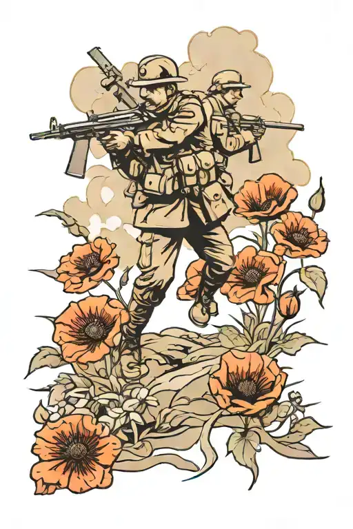 Battle Scene Ww1 Somme Poppy