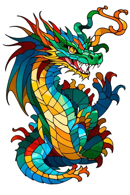 Stained Glass Western Dragon