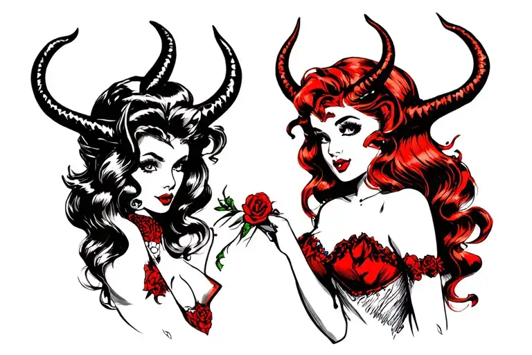 Devil And Pin Up Girl Traditonal