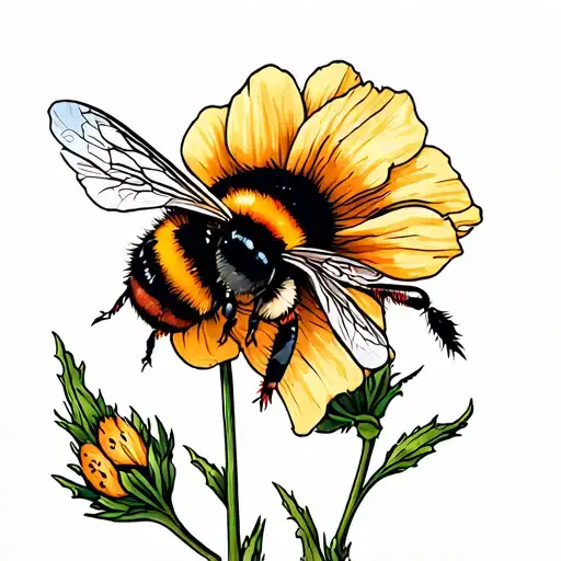 California Poppy With A Bumble Bee