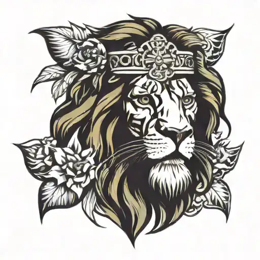 Face Lion And Jesus Combine