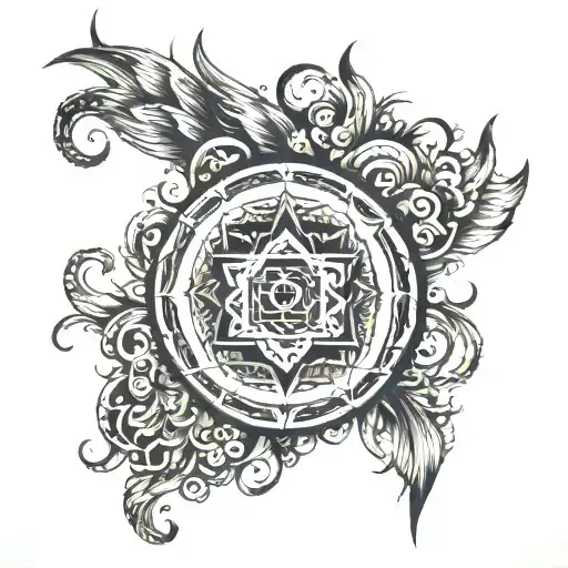 A Very Extended And Very Complex Arm Tattoo That Presents Spirituality