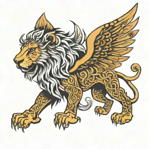 Celtic Lion With Fly Wings