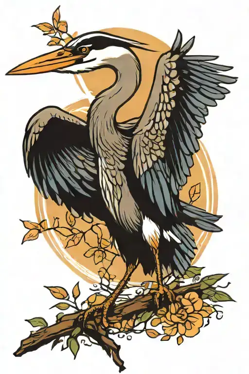 Great Blue Heron Taking Off To Fly Away