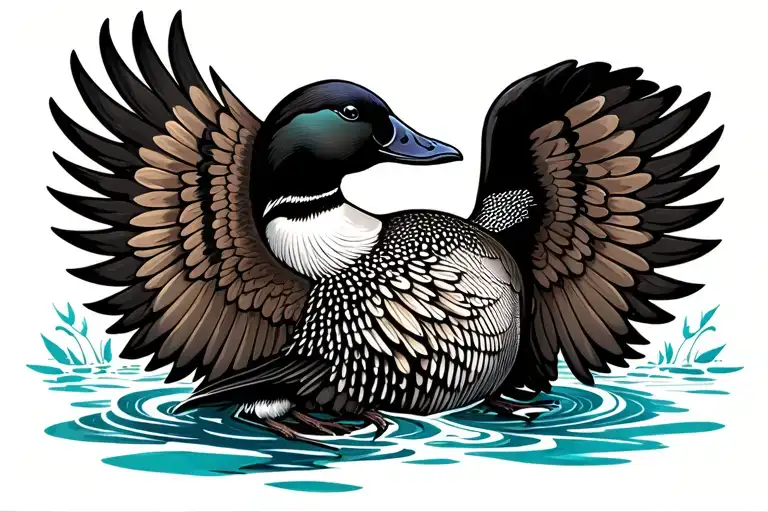 Loon With Wings Spread Wide