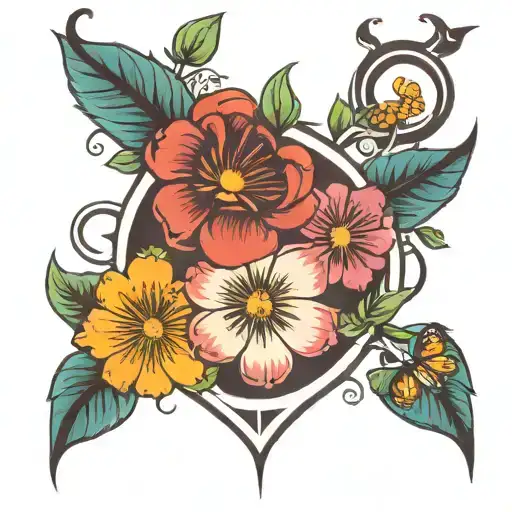 Lpn Symbol Intertwined With Birth Flowers