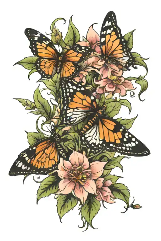 Weed Flower And Butterfly
