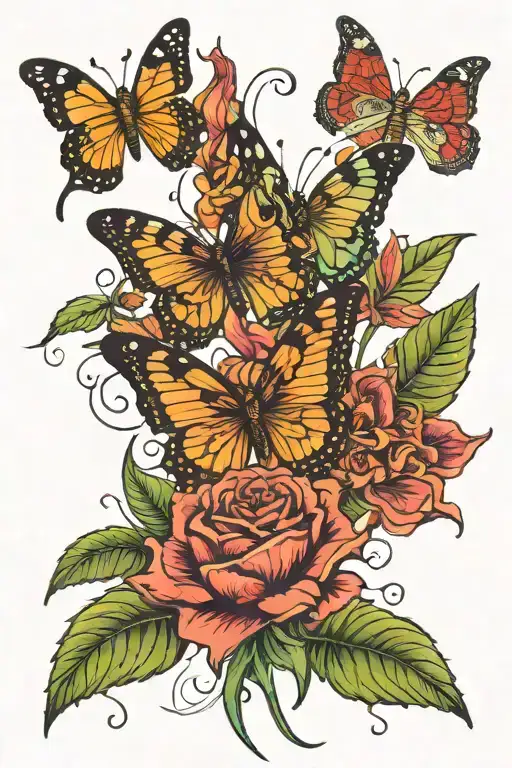 Marajuana Flower And Butterfly Emerging