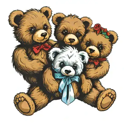 3 Teddy Bears With Halos Symbolizing Baby Loss Child