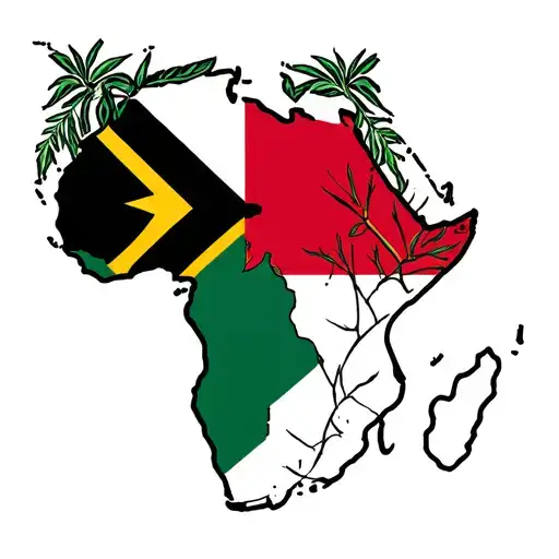 Africa Country Outline With Gambia Flag Inside