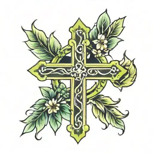 Laurel Wreath Ontop Of A Cross Glowing