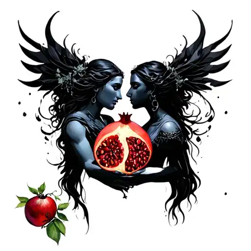 Hades And Persephone Holding A Pomegranate