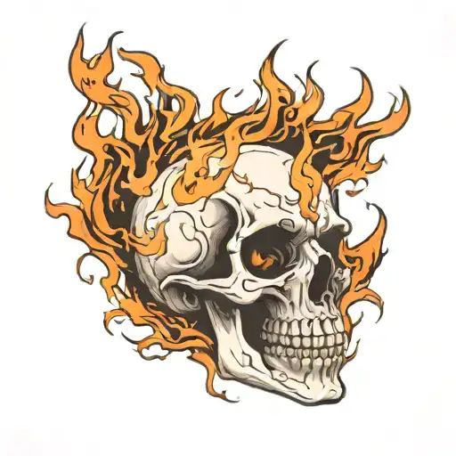 Skull On Fire Flames