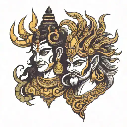 Shiva And Ravana Offering Head