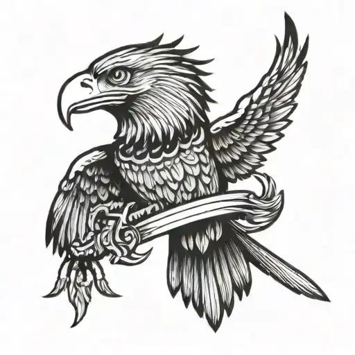 Eagle Flying With Next Leon With Snake Evolved Sword