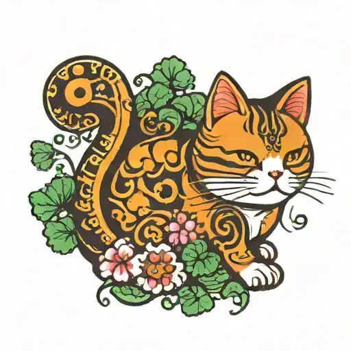 Maneki Neko With Clover Combined