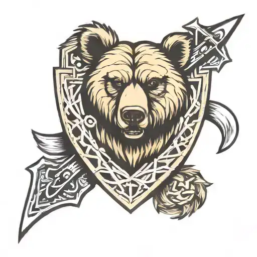 Bear In Simple Runic Shield Crossed Axes Uniform
