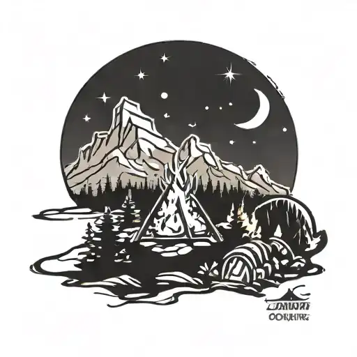 Campfire Mountains And Big Dipper Little Dipper