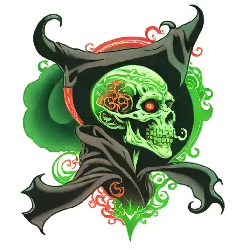 Death Eater Mark From Harry Potter With Green Aura And Red Lighting