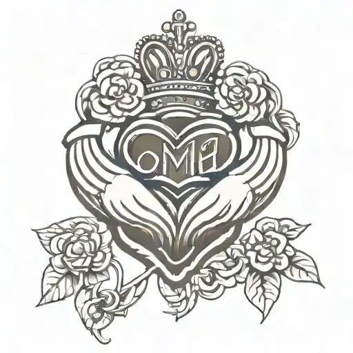 Claddagh With The Word Oma Embedded In It