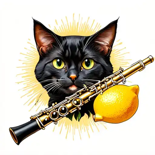 An Oboe That Looks Like A Cat And A Lemon With Cat Fratures