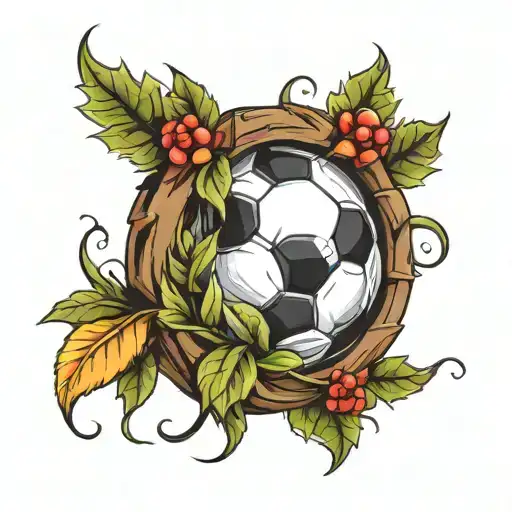 A Soccerball In A Lorberr Wreath