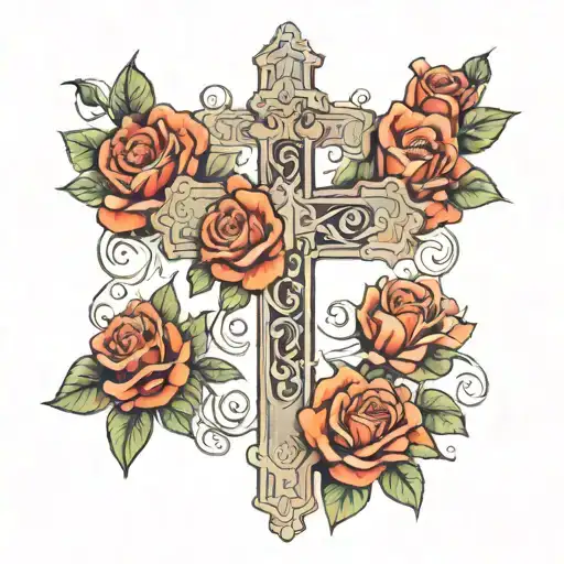 A Cross Resting On Rosses Pedals