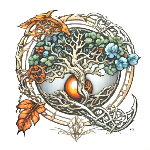 Tree Of Life Surrounded By A Dna Chain