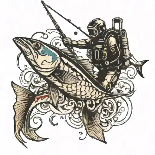Diver With A Spearfish Catching A Fish