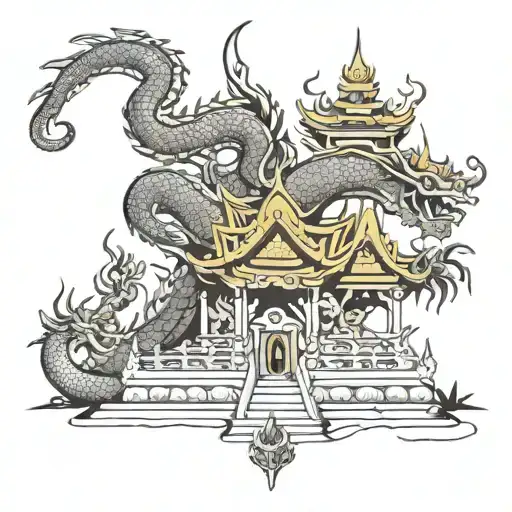 Thai Temple With Dragon