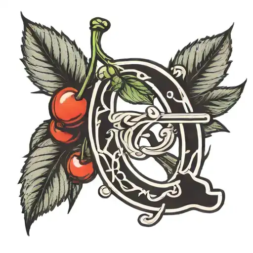 Cherries With Stems As Letter K Name Letter