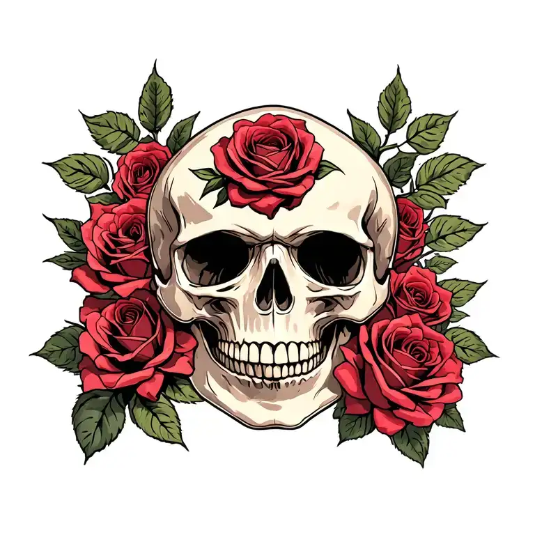 Skull And Roses Wrapped