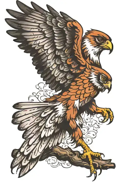 Falcon Spreading Wings