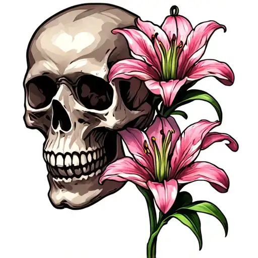 Skull In Pink Lily