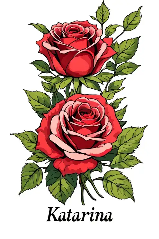Rose And First Name Katarina Written Underneath