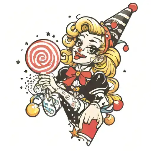 Sexy Girl Star Twinkle Clown With Lolipop