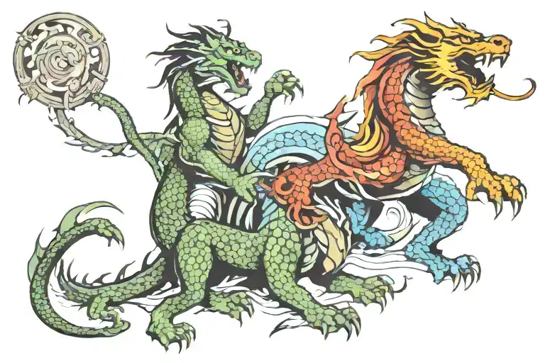 Dragon Fighting A Lion