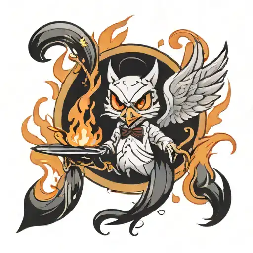 Lucifer Hazbin Hotel Surrounded By Flame And Duck