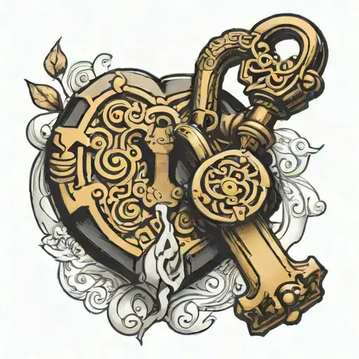 A Lock That Opens With A Key On The Lock