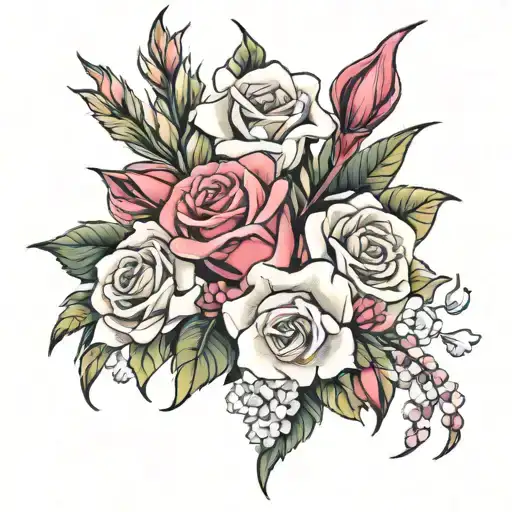 Roses And Gladiolus Flower Bouquet