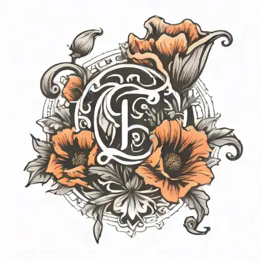 Poppy Flowers With Letter F
