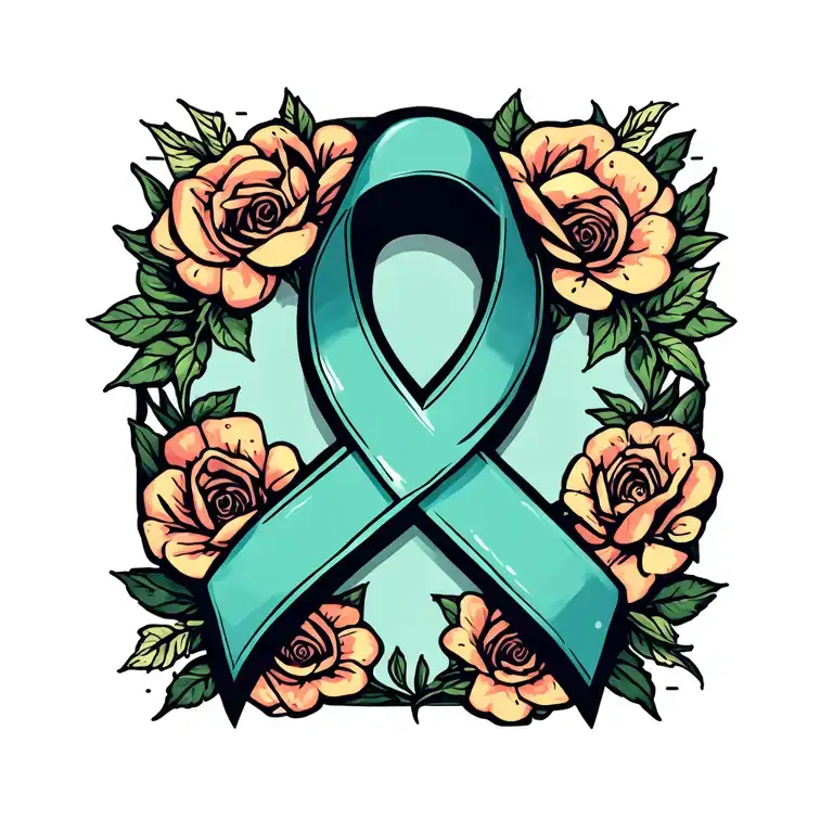 Peach Cancer Survivor Ribbon Intertwined