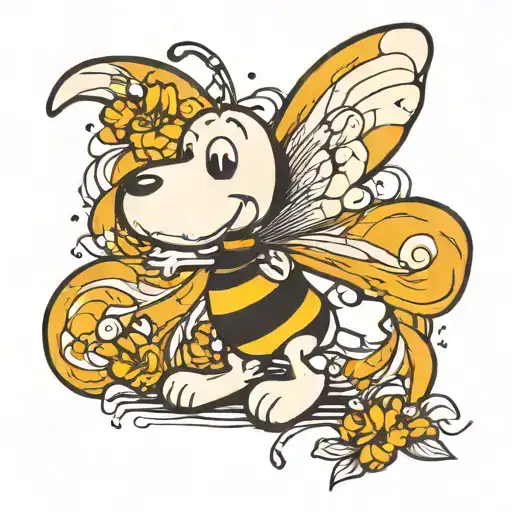 Snoopy With A Pinwheel And Bumblebee