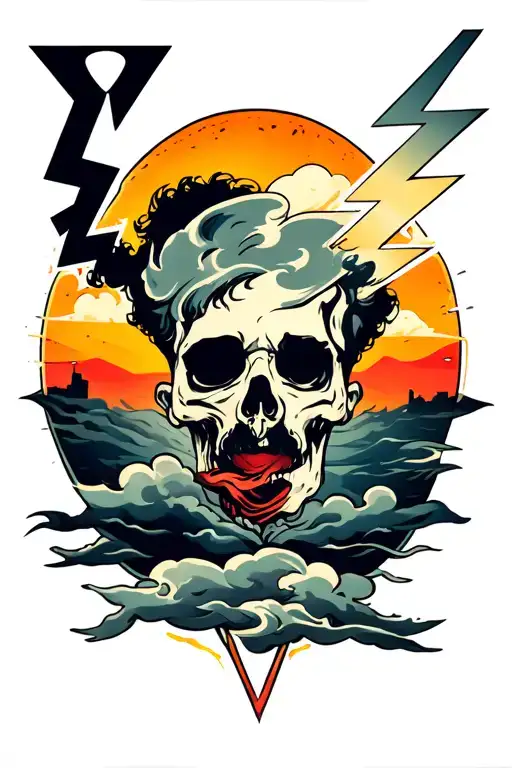 Italian With Dark Clouds With Lighting Bolt