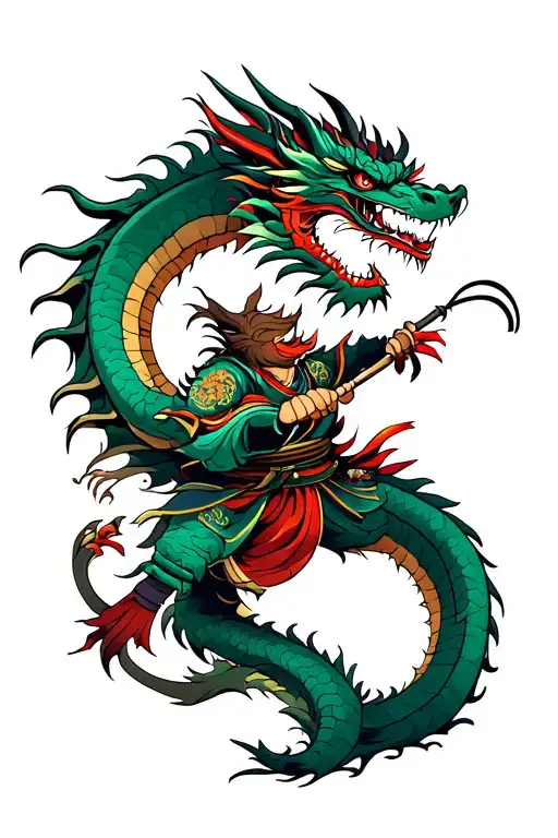 Samurai Fighting Dragon