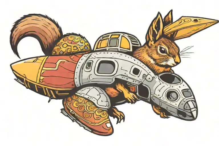 Squirrel Taco Shaped Spaceship Flying
