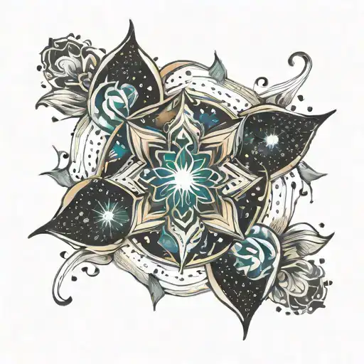 Galaxy At Center Of Mandala Design Incorporating