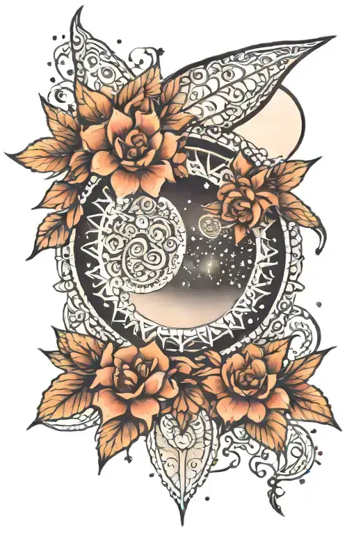 Moon With Galaxy Mandala Bohemian Lace