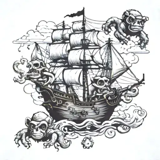 Pirate Ship Octopus Monkeys And Zombie Gorillas