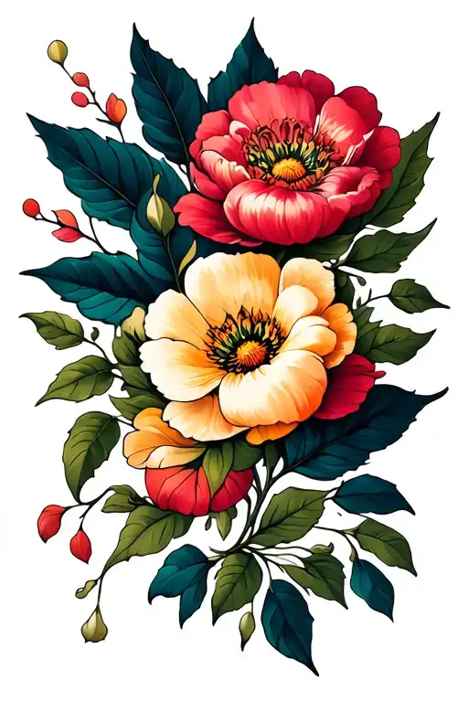 Pianese Flower And Leaves